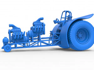 Pulling tractor with 2 engines V8 Version 4 Scale 1 to 25 3D Print Model