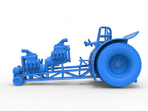 Pulling tractor with 2 engines V8 Version 4 Scale 1 to 25 3D Print Model