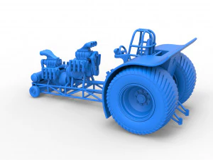 Pulling tractor with 2 engines V8 Version 4 Scale 1 to 25 3D Print Model