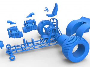Pulling tractor with 2 engines V8 Version 4 Scale 1 to 25 3D Print Model