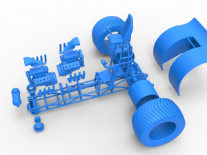 Pulling tractor with 2 engines V8 Version 4 Scale 1 to 25 Modelo de impresión 3D