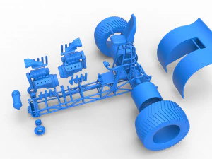 Pulling tractor with 2 engines V8 Version 4 Scale 1 to 25 3D Print Model