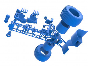 Pulling tractor with 2 engines V8 Version 4 Scale 1 to 25 Modelo de impresión 3D