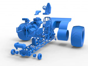 Pulling tractor with 2 engines V8 Version 4 Scale 1 to 25 3D Print Model