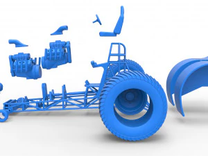 Pulling tractor with 2 engines V8 Version 4 Scale 1 to 25 3D Print Model