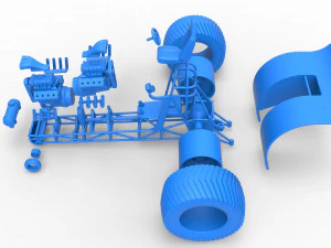 Pulling tractor with 2 engines V8 Version 4 Scale 1 to 25 3D Print Model