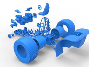 Pulling tractor with 2 engines V8 Version 4 Scale 1 to 25 3D Print Model