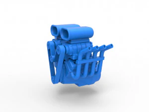 Motor V8 com superalimentador duplo Vers&atilde;o 2 Escala 1 a 25 Modelo de Impressão 3D