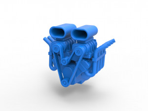 Engine V8 with double supercharger Version 2 Scale 1 to 25 3D Принт Модель