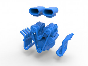 Engine V8 with double supercharger Version 2 Scale 1 to 25 3D Принт Модель