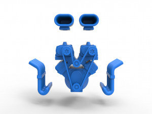 Engine V8 with double supercharger Version 2 Scale 1 to 25 3D Принт Модель