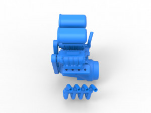 Engine V8 with double supercharger Version 2 Scale 1 to 25 3D Принт Модель