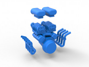 Engine V8 with double supercharger Version 2 Scale 1 to 25 3D Принт Модель