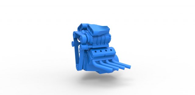 Engine V8 with double supercharger Version 3 Scale 1 to 25 Modèles 3D en vedette .c4d .max .obj .3ds .fbx .stl .blend 