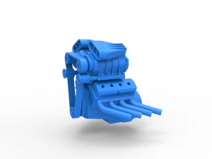 이중 과급기 버전 3 스케일 1 ~ 25가 장착된 엔진 V8 3D 프린트 모델