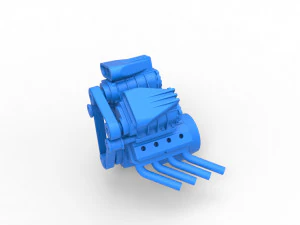 Engine V8 with double supercharger Version 3 Scale 1 to 25 3D Print Model