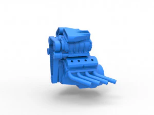 Engine V8 with double supercharger Version 3 Scale 1 to 25 3D Print Model