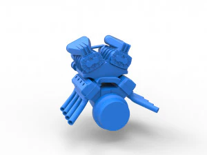 Engine V8 with double supercharger Version 3 Scale 1 to 25 3D Print Model