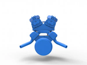 Engine V8 with double supercharger Version 3 Scale 1 to 25 3D Print Model