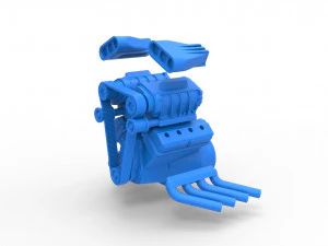 Engine V8 with double supercharger Version 3 Scale 1 to 25 3D Print Model
