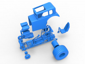 Mini Rod pulling tractor 5 Scale 1 to 25 3D Baskı Modeli