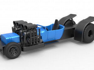 Pulling truck 2wd Hot rod with two V8 Version 2 Scale 1 to 25 Model do druku 3D
