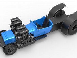 Pulling truck 2wd Hot rod with two V8 Version 2 Scale 1 to 25 3D-printmodel