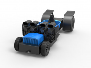 Pulling truck 2wd Hot rod with two V8 Version 2 Scale 1 to 25 3D-printmodel