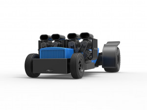 Pulling truck 2wd Hot rod with two V8 Version 2 Scale 1 to 25 3D-printmodel