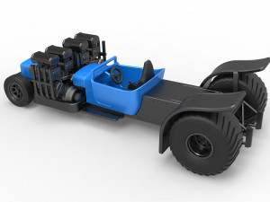 Pulling truck 2wd Hot rod with two V8 Version 2 Scale 1 to 25 3D-printmodel