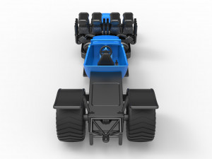 Pulling truck 2wd Hot rod with two V8 Version 2 Scale 1 to 25 3D-printmodel