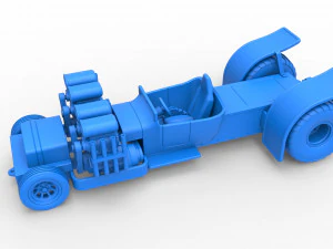 Pulling truck 2wd Hot rod with two V8 Version 2 Scale 1 to 25 3D Print Model