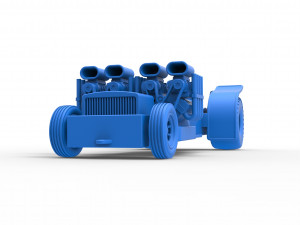 Pulling truck 2wd Hot rod with two V8 Version 2 Scale 1 to 25 3D-printmodel