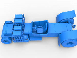 Pulling truck 2wd Hot rod with two V8 Version 2 Scale 1 to 25 3D Print Model