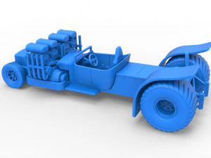 Pulling truck 2wd Hot rod with two V8 Version 2 Scale 1 to 25 3D Print Model