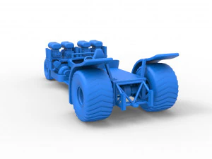 Pulling truck 2wd Hot rod with two V8 Version 2 Scale 1 to 25 3D Print Model