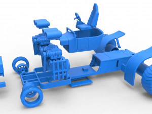 Pulling truck 2wd Hot rod with two V8 Version 2 Scale 1 to 25 3D Print Model