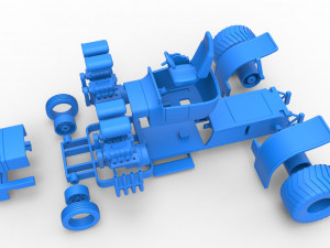 Pulling truck 2wd Hot rod with two V8 Version 2 Scale 1 to 25 3D-printmodel