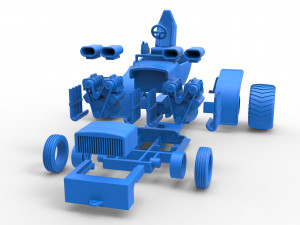 Pulling truck 2wd Hot rod with two V8 Version 2 Scale 1 to 25 3D-printmodel
