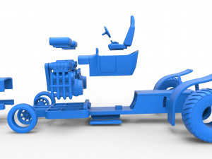 Pulling truck 2wd Hot rod with two V8 Version 2 Scale 1 to 25 3D-printmodel