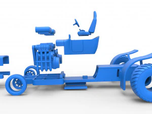 Pulling truck 2wd Hot rod with two V8 Version 2 Scale 1 to 25 3D Print Model