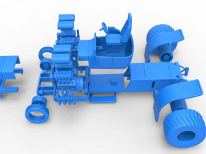 Pulling truck 2wd Hot rod with two V8 Version 2 Scale 1 to 25 3D Print Model