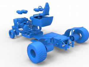 Pulling truck 2wd Hot rod with two V8 Version 2 Scale 1 to 25 3D-printmodel