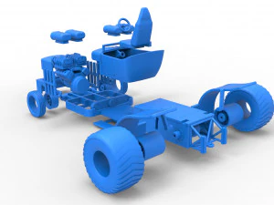Pulling truck 2wd Hot rod with two V8 Version 2 Scale 1 to 25 3D Print Model