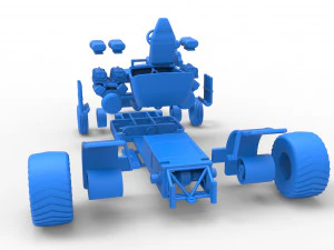 Pulling truck 2wd Hot rod with two V8 Version 2 Scale 1 to 25 3D Print Model