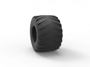 Monster Jam tire 15 Scale 1 to 25 3D Print Model