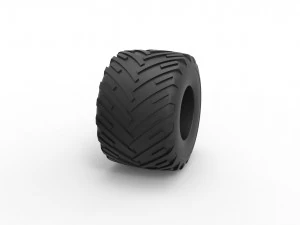 Monster Jam tire 16 Scale 1 to 25 3D Print Model