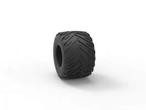 Monster Jam tire 16 Scale 1 to 25 3D Print Model