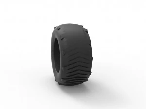 Pulling tractor rear tire 4 Scale 1 to 25 3D Print Model