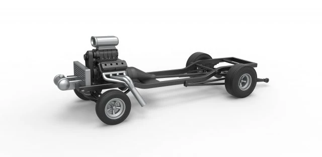 Chassis of Gasser Scale 1 to 25 3D Print Model .c4d .max .obj .3ds .fbx .stl .blend 